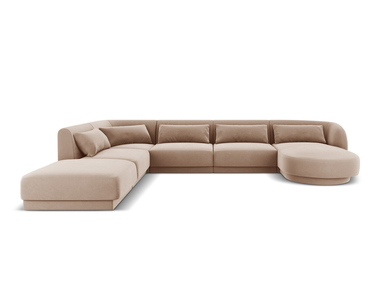 Coltar panoramic stanga 6 locuri, Tulum, Cosmopolitan Design, 330x255x70 cm, catifea, bej - imagine 6